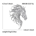 Elegant silver horse head brooch in alloy with fine polished finish for suits and coats - Silver