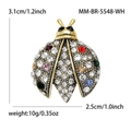 Spilla classica a coccinella in lega dorata con cristalli colorati e strass brillanti - Oro Antico Bianco (MM-BR-5548-WH)