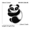 Graziosa spilla a forma di panda in smalto bianco e nero con strass per cappotti - Oro Bianco Bianco Nero (MM-BR-5386-BK)