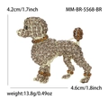 Macro detail of poodle brooch with dimensions 4.2cm by 4.6cm and brown rhinestones - 14K Gold Plated-Coffee