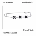 Spilla a quadrifoglio in argento con strass per tailleur da donna e cardigan eleganti - Argento