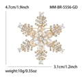Broche flocon de neige dorée avec cristaux et zircons pour manteaux et écharpes - Style Doré (MM-BR-5556-GD)