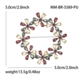 Detailansicht der 5,0 cm Strass-Kranz-Brosche mit Größen- und Gewichtsangaben - Grau Kaffee Lila (MM-BR-5589-PU)