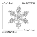 Élégante broche flocon de neige argentée avec zircons pour manteaux et foulards, taille 4,7 cm - Style Argenté (MM-BR-5556-WH)