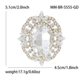 Elegante spilla a fiore in cristallo dorato con diamanti marquise e strass radiosi - Oro