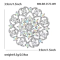 Spilla girasole con strass in argento, gioiello di lusso da 3,9cm per abiti femminili - Argento