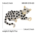 Vista detallada del broche de leopardo con diamantes, tamaño 5,4 cm y peso 21,8 g - Estilo Leopardo de Pavé de Diamantes Blancos (MM-BR-5576-GD) / Dorado