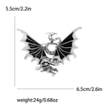 Spilla a forma di drago con ali in smalto bianco e nero e finitura in lega lucida - Forma di Drago Occidentale (4403-GY) / Grigio (Bianco e Nero)