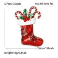 Broche de chaussette de Noël avec cannes en sucre et strass sur fond blanc - Rouge (KC Or)