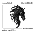 Size chart for black horse alloy animal brooch pin showing dimensions 4.6cm by 3.3cm - KC Gold-Black (MM-BR-5546-BK)