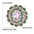 Broche fleur en verre cristal avec pierres roses et vertes sur monture argentée - Rose Clair + Vert Fruit (0101)