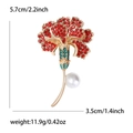 Elegante spilla a fiore di garofano con cristalli rossi e perla bianca da donna - Rosso