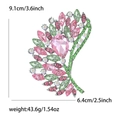 Broche ailes en cristal rose et vert, hauteur 9,1 cm et largeur 6,4 cm, poids 43,6 g - Rose Clair + Vert Fruit (0102)