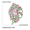 Broche exquise en cristal rose et vert avec finition argentée pour tenues élégantes - Rose Clair + Vert Fruit (0090)