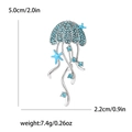 Elegante spilla a forma di medusa con cristalli blu e dettagli a stella marina, 5 cm - Base Argento Strass Blu / Stile Blu Argento