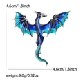 Broche dragon créative en émail bleu-vert avec alliage d'argent épingle 4.6cm - Bleu
