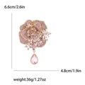 Exquisite pink peony flower brooch with heavy alloy pendants and sparkling crystals - Pink