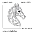 Silver horse head brooch size specs showing 6.3cm height and 4.5cm width dimensions - Silver