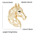 Exquisite gold alloy horse head brooch pin for coats with detailed hollow mane design - Gold