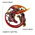 Spilla regale a forma di drago in smalto rosso e finitura dorata, misura 4,5 cm e pesa 21,1 g - Rosso