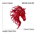 Deep red metal horse head brooch pin, minimalist animal alloy jewelry 4.6cm size - KC Gold-Red (MM-BR-5546-RD)