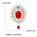 Vintage goldene Brosche mit rotem Edelstein und Blattkristallen, 5.2cm Höhe, Damen Accessoire - Rot