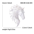 Zodiac horse alloy brooch pin with white enamel finish and detailed pearlescent texture - KC Gold-White (MM-BR-5546-WH)