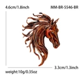 Vintage horse head brooch pin in reddish brown enamel finish with size specifications - KC Gold-Coffee (MM-BR-5546-BR)