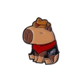 Cute enamel pin featuring a capybara dressed as a cowboy with hat and scarf - Cowboy Capybara Style (QHXZ3420)