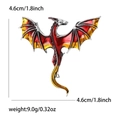 Broche dragon avec émail dégradé rouge et orange, dimensions 4,6 cm x 4,6 cm - Rouge