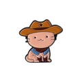 Cute enamel orange cat pin wearing a cowboy hat and boots, cartoon animal metal brooch - Cowboy Cat Style (QHXZ3422)