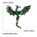 Broche dragon occidental en alliage avec émail vert dégradé et ailes déployées - Vert