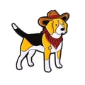 Cute enamel pin featuring a beagle dog in cowboy hat and scarf with star badge detail - Cowboy Beagle Style (QHXZ4183)