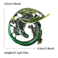 Spilla a forma di drago in smalto verde e nero con design circolare elegante - Verde