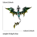 Drachen-Brosche mit grünen Emaille-Flügeln und Edelsteinen für Herrenanzug-Zubehör - Grün