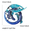Spilla drago in smalto blu con dettagli in metallo, peso 21,1 g e misura 4,5 cm - Blu