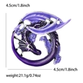 Squisita spilla a drago in smalto viola con cornice in metallo argento e motivo circolare - Viola