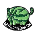 Spilla smaltata gatto anguria carina con gioco di parole creativo Watermeowlon su bianco - Stile Watermeowlon (QHXZ5066)