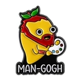 Creative enamel brooch pin featuring Van Gogh mango design and MAN-GOGH text - Man-Gogh Style (QHXZ5067)