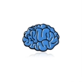 Creative blue enamel brain brooch pin with black metal lines and polished finish - Brain Style (XZ211)