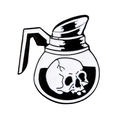 Gros plan détaillé d'un pin's en émail avec un crâne créatif dans une théière noire - Style Cafetière Crâne (XZ1650)