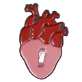 Spilla in smalto a forma di cuore anatomico con interruttore on-off meccanico - Stile Cuore Anatomico con Interruttore (XZ2195)