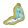 Creative melting clock enamel brooch featuring Salvador Dali art in yellow and blue colors - Dali Melting Clock (XZ1891)