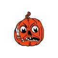 Halloween enamel pin featuring a bright orange angry pumpkin head smoking a pipe accessory - Pumpkin with Pipe Style (XZ2394)