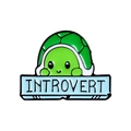 Cute green turtle enamel pin with INTROVERT text sign for clothing and bags - Introvert Turtle Style (CC1310)