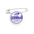 Veiligheidsspeld broche met druivensoda dop en paars grafisch ontwerp - Zilveren Stijl (P-303)