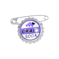 Creatieve Grape Soda dopbroche met paars druivenlogo en metalen pin voor kleding en tas - Witte Stijl (P-307)