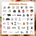 Flat lay of humorous meme stickers with funny quotes on a kraft paper gift box with red twine - 50 Pieces (YCK374)