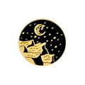 Creative enamel mountain and crescent moon round brooch with gold finish details - Night Sky Crescent Style (XZ1222)