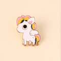 Cute unicorn enamel brooch with gold trim and pink wings for bags and clothes - Pink and Blue Unicorn (XZ390)